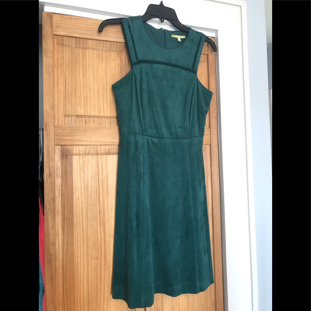 Emerald green suede dress